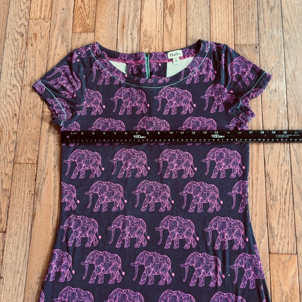 Hatley Dress Elephant Print Short Sleeve Shift Medium Pink Purple Summer